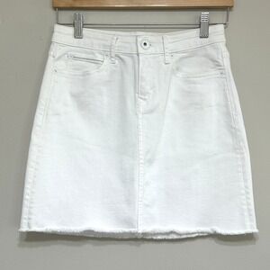 Vineyard Vines‎ White Denim Skirt Frayed Hem Women's Size 0 Preppy Beach Casual